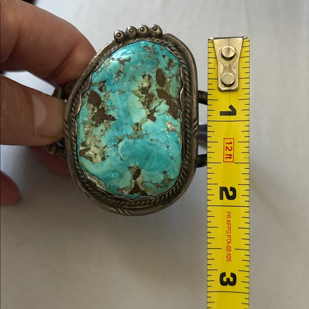 Turquoise and Silver Statement Bracelet - Picture 3 of 5